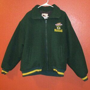 NFL Packers Vintage 1997 Men X Large Green Yellow Full Zip Pocket Outdoor Jacket